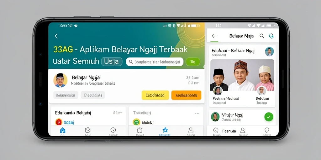 Tampilan antarmuka 33AG yang menarik dan mudah digunakan untuk belajar ngaji.