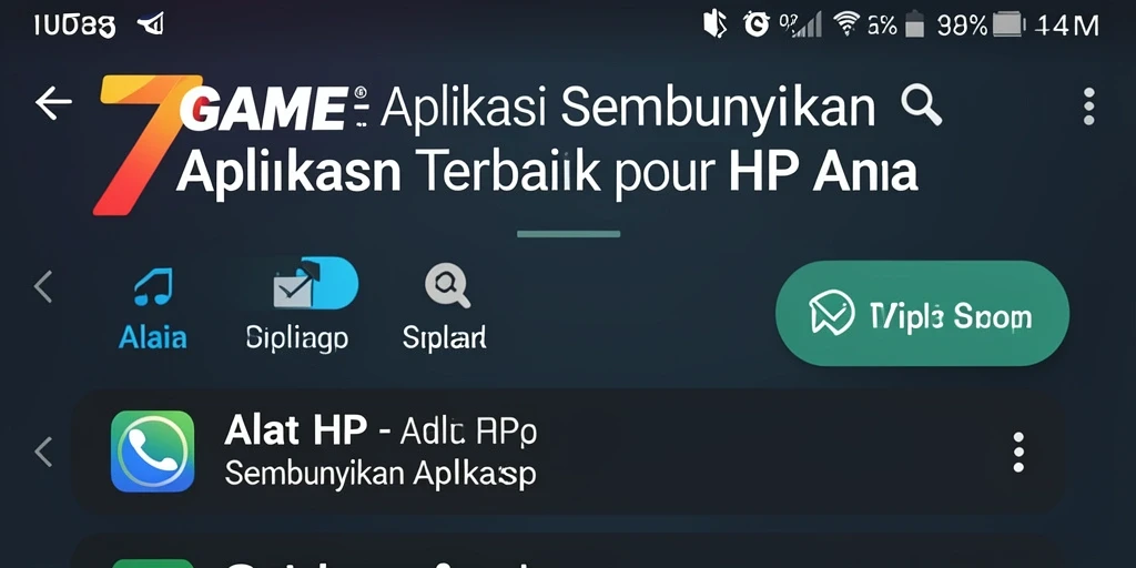 Tampilan antarmuka aplikasi Sembunyikan Aplikasi 7GAME yang sederhana dan mudah digunakan.