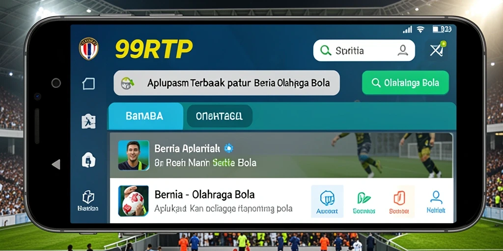 Screenshot antarmuka aplikasi 99RTP yang menampilkan berita olahraga bola.