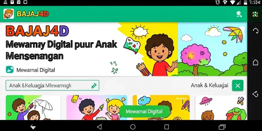 Antarmuka menyenangkan untuk anak-anak saat mewarnai.