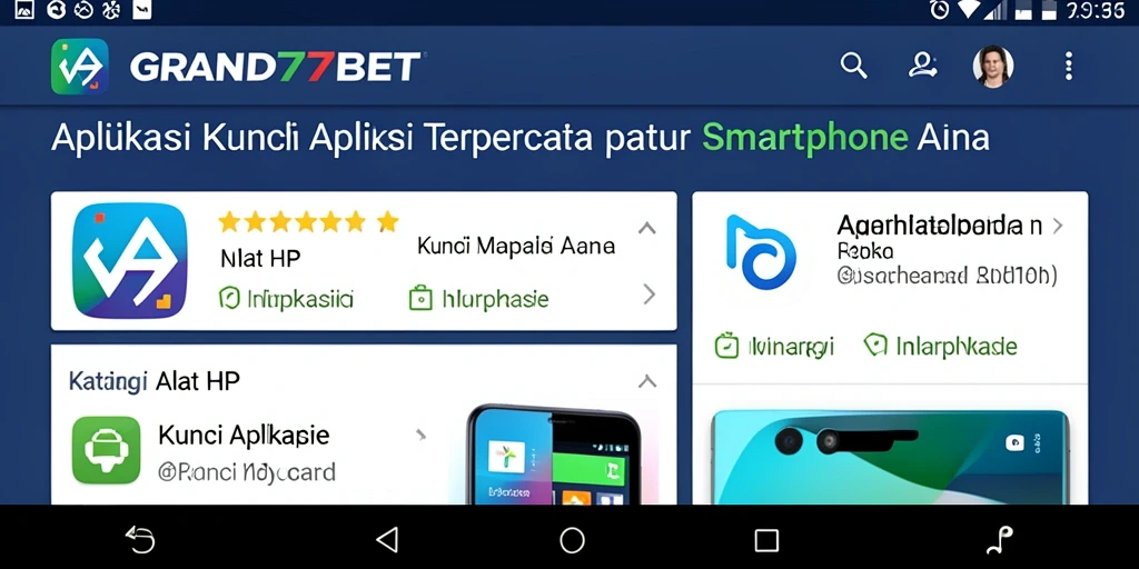 Tampilan antarmuka aplikasi Kunci Aplikasi GRAND77BET yang modern dan user-friendly.
