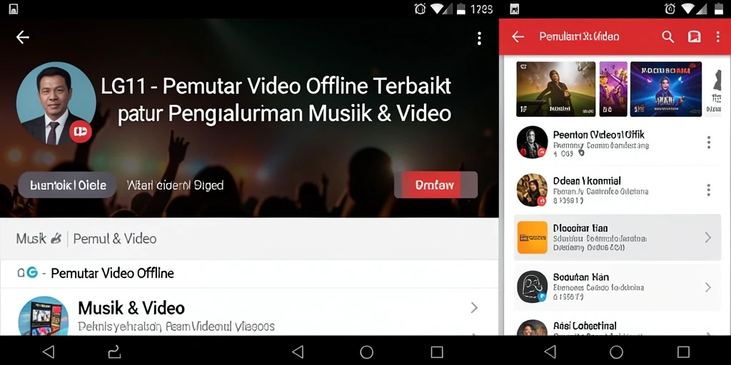 Tampilan antarmuka aplikasi Pemutar Video Offline LG111 yang menarik dan mudah digunakan.