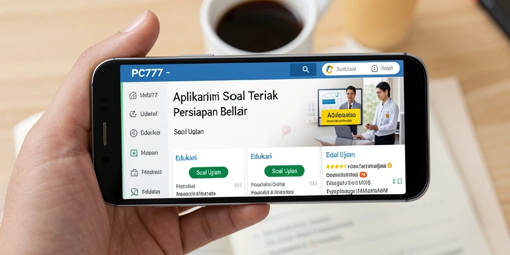 Tampilan antarmuka PC777 yang menampilkan soal ujian.