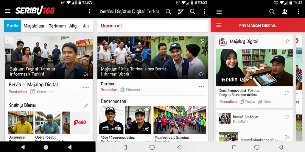 Tampilan antarmuka modern aplikasi SERIBU168 untuk Majalah Digital.