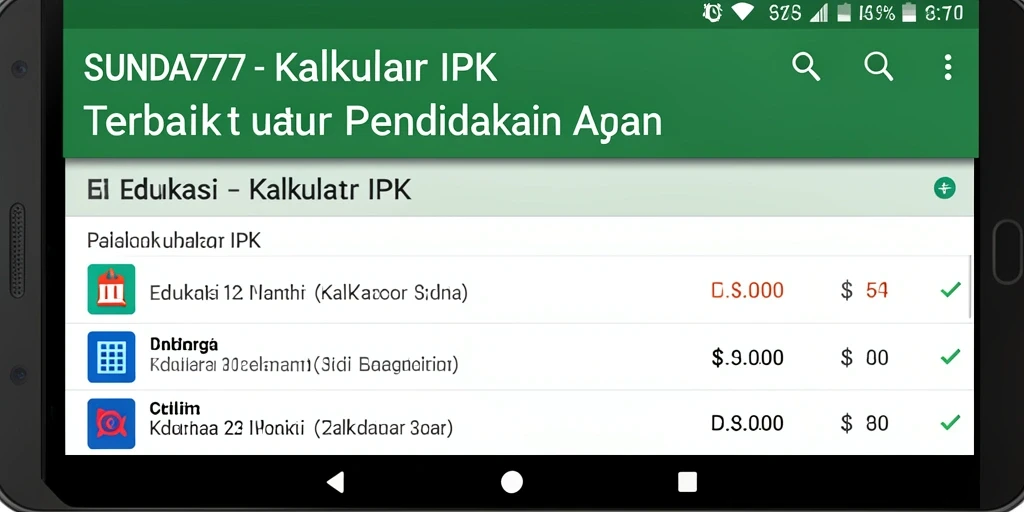 Antarmuka aplikasi SUNDA777 untuk Kalkulator IPK yang mudah digunakan.